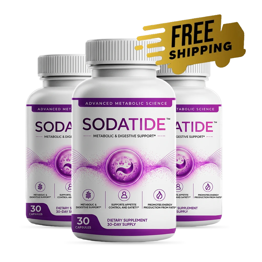 SodaTide gut and metabolic support formula, three bottles